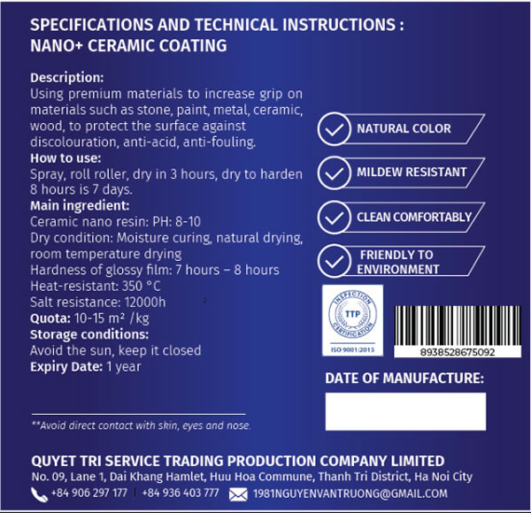 Direction for Ceramic Nano coating