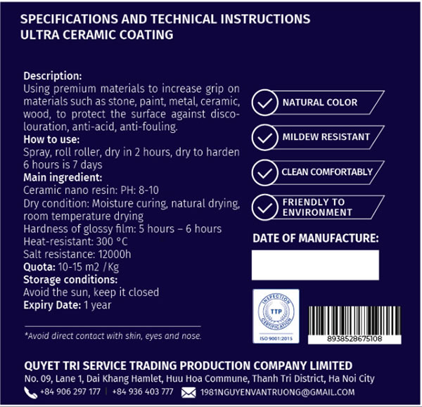 Direction for Coating Ceramic Ultra